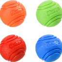 Dog Toy Balls, 4 PCS Rubber Ball Set, Chew Resistant, High Bounce, Textured Design for Teeth Cleaning, Dog Training, Small Breeds, 2in/5cm Diameter (Four colors)