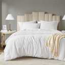 Degrees of Comfort Waffle Weave Duvet Cover Queen Size - 3 Pieces Soft Breathable Bedding Set for All Season (No Comforter Included), White, Full/Queen