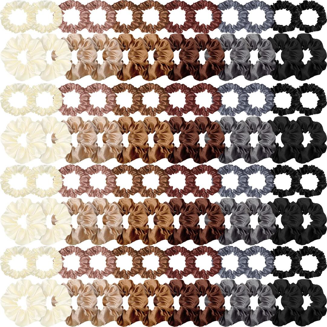 96 Pieces Satin Scrunchies Hair Tie Bulk Silk Elastic Ponytail Holders Ropes Comfortable Hair Bands Accessories for Girls Women Teens Birthday Gift(Colorful)