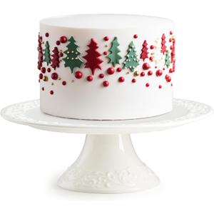 8 Inch White Cake Stand, Small Cake Stand for Party, Porcelain Cake Plate, Christmas Round Dessert Stand for Baby Shower, Birthday, Home Decorating Stand