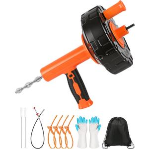 Drain Auger 25 ft, Auto Feed Plumbing Drain Snake Auger with Drill Adapter | Snake Drain Hair Removal Tool, Drill Powered & Manual Plumber Drain Snake for Kitchen Sink Bathroom Shower Bathtub Unclogging