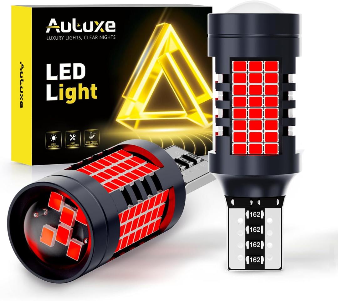 912 921 LED Red Color, 700% Brighter Than Halogen Bulb, CANBUS Error Free, 2016 102-SMD Chipsets, T15 906 922 W16W LED Bulb Third Brake Center High Mount Stop Lights, Pack of 2