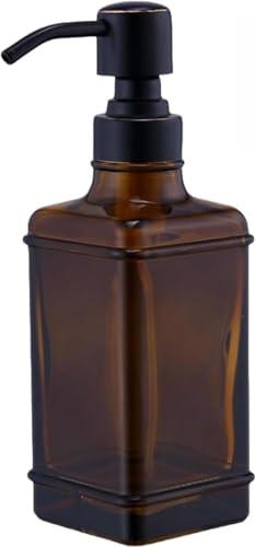 Qeemee Soap Dispenser, 10 Oz Antique Design Thick Glass Hand Dispensers; with 304 Rust Proof Stainless Steel Pump, for Kitchen, Bathroom- Oil Rubbed Bronze