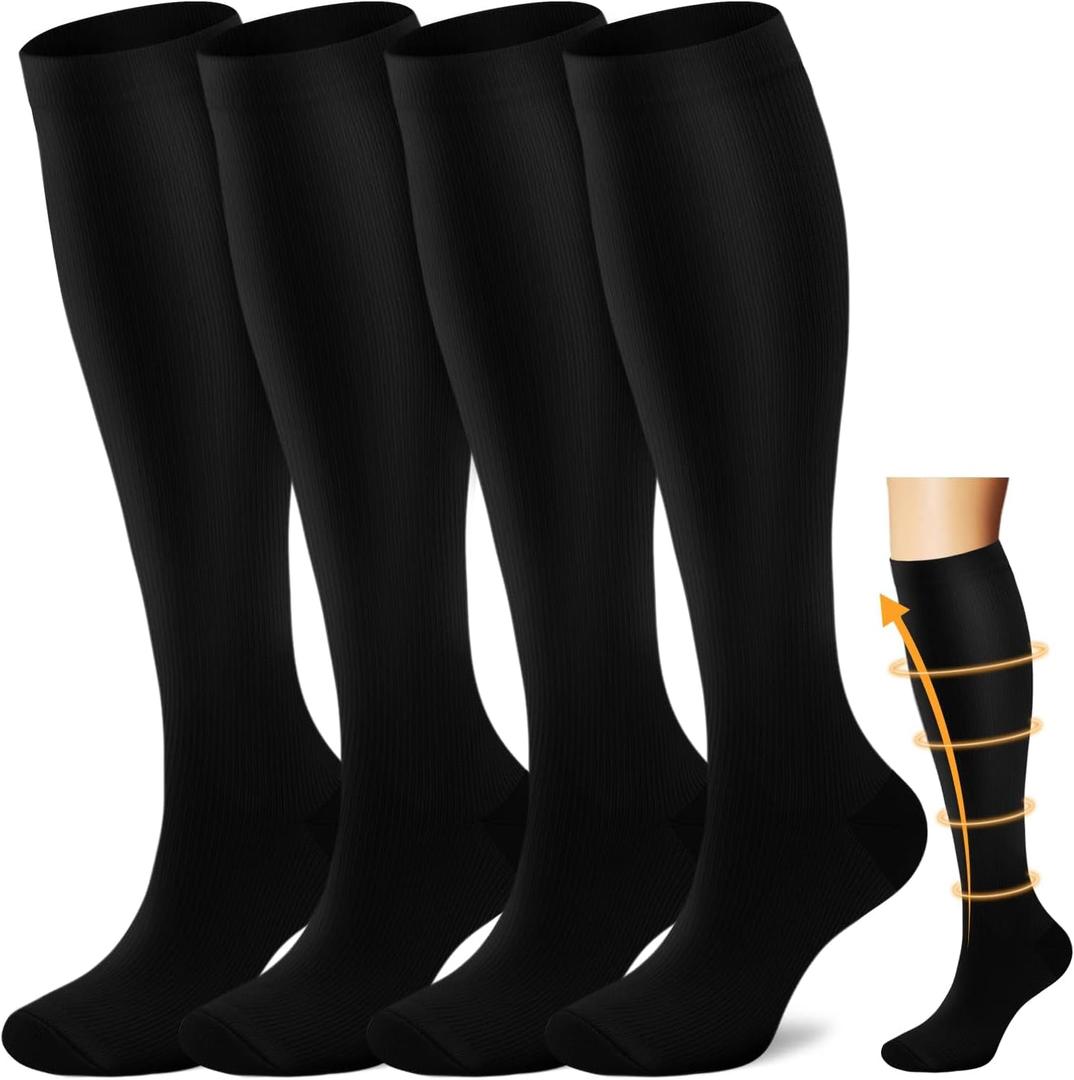 ACTINPUT Compression Socks Men Women Circulation-Best Support for Nurses Running Cycling (Black, Small/ Medium)