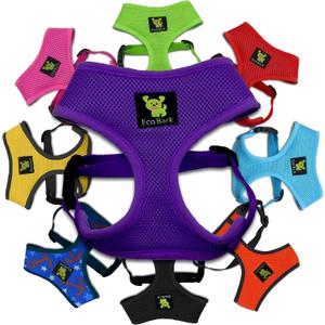 EcoBark Dog Harness - Eco-Friendly Max Comfort Harnesses - Luxurious Soft Mesh Halter - Over The Head Harness Vest- No Pull and No Choke for Puppy, Toy Breeds & Small Dogs (Medium, Purple)