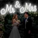 Mr and Mrs Neon Sign for Wedding Neon Light LED Backdrop Wall Decor USB Wedding Reception Decoration Gifts for Anniversary Engagement Banquet(36.81 x 10.24 Inch,Cold White)
