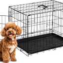 Sweetcrispy 30 Inch Single Door Dog Crate, Metal Pet Kennel with Secure Lock, Foldable Design, Removable Tray for Easy Cleaning, Portable Puppy Cage for Small Dogs, Ideal for Training & Travel