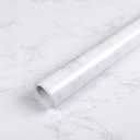 Abyssaly Glossy Marble Contact Paper White Wallpaper Peel and Stick Self Adhesive Waterproof Contact Paper for Countertop Kitchen Cabinets Bathroom 11.8in X 78.7in