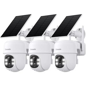 2K Cameras for Home Security-2.4G WiFi Outdoor Camera Wireless Solar/Battery Powered, 360 Viewing, Human Detection, Color Night Vision, Cloud/SD Storage B6 (B6-White-3pack-2.4G)