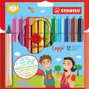 Fiber-Tip Pen with Cap-Ring - STABILO Cappi - Pack of 12 - Assorted Colors + 1 Cap-Ring