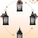 iStatue Metal Black Christmas Lantern with Flameless Candle, 14'' Modern Farmhouse Decor Festive Holiday Rustic Home Xmas Gifts for Indoor / Outdoor (Xmas)