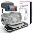 CoBak Large Capacity Carrying Case for Nintendo Switch 2 (2025) - 3 in 1 Accessories Bundle with 2 Screen Protectors, Thumb Grip Caps, 24 Game Cartridges, Hard Shell Portable Travel Pouch, Gray