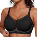 Popilush Wireless Bras for Women - Push Up Full Coverage Seamless Supportive Bra No Underwire Mesh Crossover T-Shirt Bralette L