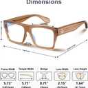 VISOONE Square Brown Blue Light Blocking Glasses TR90 Vintage Men Women ALBA