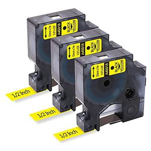 Freshworld 2X Replace for DYMO D1 Label Tape Cartridges Yellow 1/2 in 23Ft