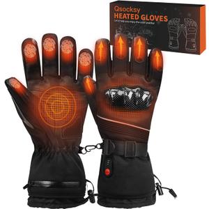 Heated Gloves for Men - 5000mAh Electric Heated Motorcycle Gloves, 3 Adjustable Heating Modes, Rechargeable Battery & Overheat Protection for Winter Riding, Skiing, Snow Sports - Large