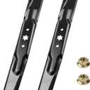 2 Pack 942-04308 Cub Cadet 42 Inch Mower Blades with 712-0417A Nuts Replaces 742-04308, 942-04308A, 942-04312 for Cub Cadet ZT1 42, XT1 LT42, Craftsman T110, LT2000, Troy Bilt Pony 42 Tractors