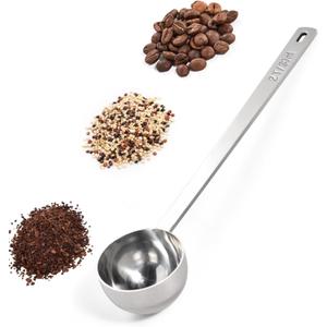 18/8 Stainless Steel Coffee Scoop, Doosu Food-Grade Metal Measuring Spoon with 6.9in Long Handle, Tablespoon Scooper for Coffee Beans, Ground Coffee, Espresso, Protein Powders, Tea, Sugar (2 Tbsp)