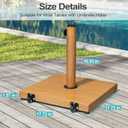 Patio Umbrella Base 43lbs Outdoor Umbrella Stand with Wheels, Heavy Duty Square Concrete Stand Market Umbrella, Teak