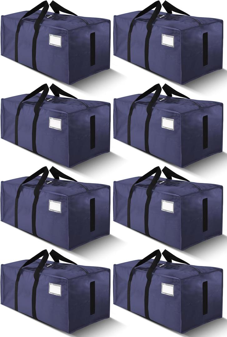 HOMESURE Supports 200lbs Heavy Duty Moving Bags - Strong Zipper & Wrap-Around Handles - Water-Resistant Storage Totes, Durable Alternative to Moving Boxes - 8 Pack - Blue