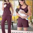Rnxrbb 4 PCS Nursing Pajamas Gown Set Postpartum Pajama Nightgown Breastfeeding Pj for Hospital Labor Delivery,Deep Purple 2XL