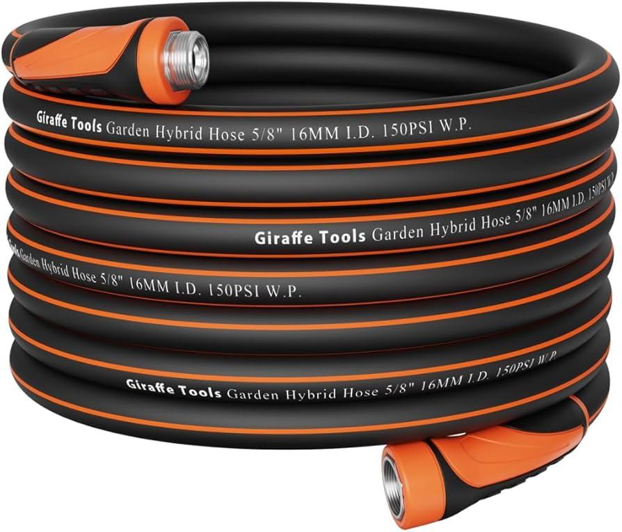 Giraffe Tools Garden Hose 100ft x 5/8", Water Hose Heavy Duty, Lightweight, Flexible Hybrid Hose with Swivel Handle, Male to Female Fittings