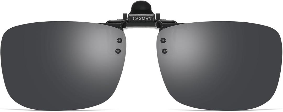 Polarized Clip-on Flip Up Metal Clip Rimless Sunglasses for Prescription Glasses (Black)