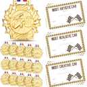 Cunno 15 Pcs Derby Medals with Award Certificate Race Car Trophy Gold Metal Award Medal with Neck Ribbon Prizes Winner Champion Trophies Prize Event Tournament Gifts