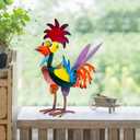 Metal Rooster Yard Statue, Wacky Outdoor Garden Statues, Metal Rooster Yard Garden Decorations Statues, Chicken Ornaments Yard Art for Backyard Patio Lawn Decorations, Gifts for Chicken Lovers (A)