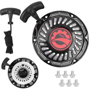 Recoil Starter for Predator 212 Coleman BT200X with Thicker Housing Pawl, RUTU Pull Starter Assembly Replacement for Honda GX160 GX200 5.5HP 6.5HP Small Engine Go Kart Mini Dirt Bike Black