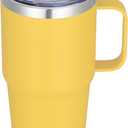 20 oz Stainless Steel Tumbler with Handle Metal Insulated Coffee Travel Mug with Handle Double Wall Tumbler Cup with Lid and Straw, Yellow 1 Pack
