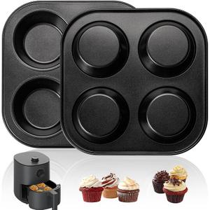 Air Fryer Muffin Pan, 2 Pack Cupcake Molds for Air Fryer Toaster Oven, Nonstick Cupcake Baking Pan for Counter Top Oven Small Oven