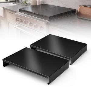 Stainless Steel Gas Stove Top Cover, Multi-functional Noodle Board, Cooktop Cover for Expanding Kitchen Space, Robust and Durable, 15"x 22"x3.2" (1, Black)