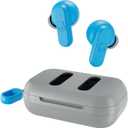 Skullcandy Dime 2 Wireless Earbuds, Bluetooth Headphones, Noise Isolating Fit, Up to 12 Hours Battery, Microphone for iPhone Android, Easy Carry with Integrated Lanyard - Light Grey/Blue