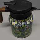 Vintage Floral Pattern Tea Pots – Built-in Infuser,Vintage Floral Teapot with Built In Infuser Stainless Steel Thermal Carafe with Lid for Hot Drinks,Green(Wooden handle,35oz)