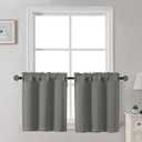 Gwine 24 Inch Long Tier Curtains for Small Window, Short Blackout Kitchen Curtains Over Sink, Half Window Drapes for Bedroom Bathroom Basement, 2 PCS, Each 30" Wx24 L, Light Grey