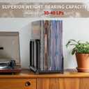 Metal Record Stand for Tabletop Holds 40 LPs, Vinyl Record Holder with Square Base & Non-Slip Pads, All Metal Album Display Storage for Home Decor