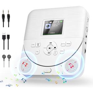 Bluetooth CD Player Portable for Home with Dual Speakers, FM Transmitter, Rechargeable Portable CD Player for Car Compact Player with Colorful TFT Screen