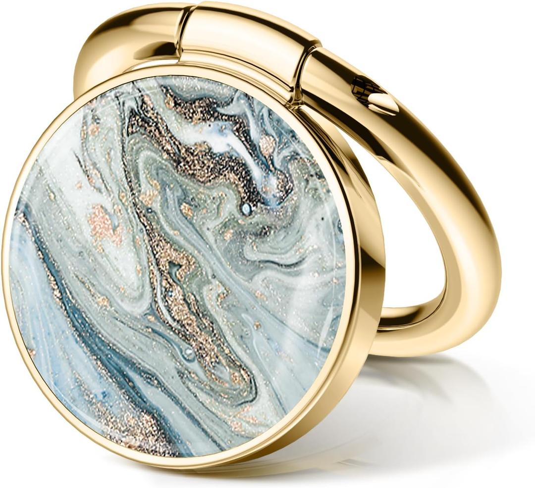 GVIEWIN Marble Cell Phone Ring Holder, Metal Kickstand Grip 360 Rotation Compatible with iPhone 17/16/15/14/Pro Max/Air/Plus Series & Galaxy S25/S24 Ultra and Other Phones (Ocean Tide/Green)