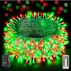 Ollny Christmas Lights Outdoor 800LED 262FT, Red and Green Plug in Fairy Lights with Remote, 8 Modes Waterproof Timers Dimmable LED String Lights for Indoor House Outside Bedroom Patio Balcony