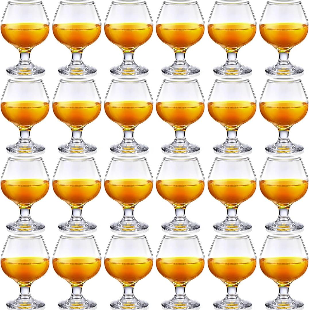 Qunclay 24 Pcs Shot Glasses Cute Cognac Snifter Small Brandy Snifter for Tasting Brandy Drinking Port Glasses for Whiskey Wine Beer (5oz)