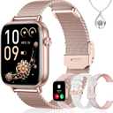 Iaret Smart Watch for Women, 1.83" HD Fitness Tracker with 4 Bands, Answer/Make Calls, Heart Rate/Sleep/SpO2/Step Tracking, 100+ Sport Modes, Android/iPhone Compatible Gift (Rose Gold)