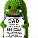 MAMAGIFTREE Fathers Day Dad Birthday Gifts from Daughter or Son,Handmade Crochet Pickle -I Love Best Daddy Ever Gift Thank You Daddy Funny Emotional Care Desk Decor