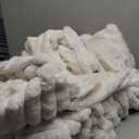 Amlie Home Faux Fur Throw Blanket for Couch, Cozy Fuzzy Fluffy Fur Luxurious Soft Striped Plush Gift Blankets for Family Sofa Chair, 60"x80", Ivory