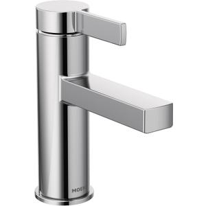 Moen Beric Chrome Modern One-Handle Single Hole Bathroom Faucet with Drain Assembly and Optional Deckplate for your Bath Sink, 84774