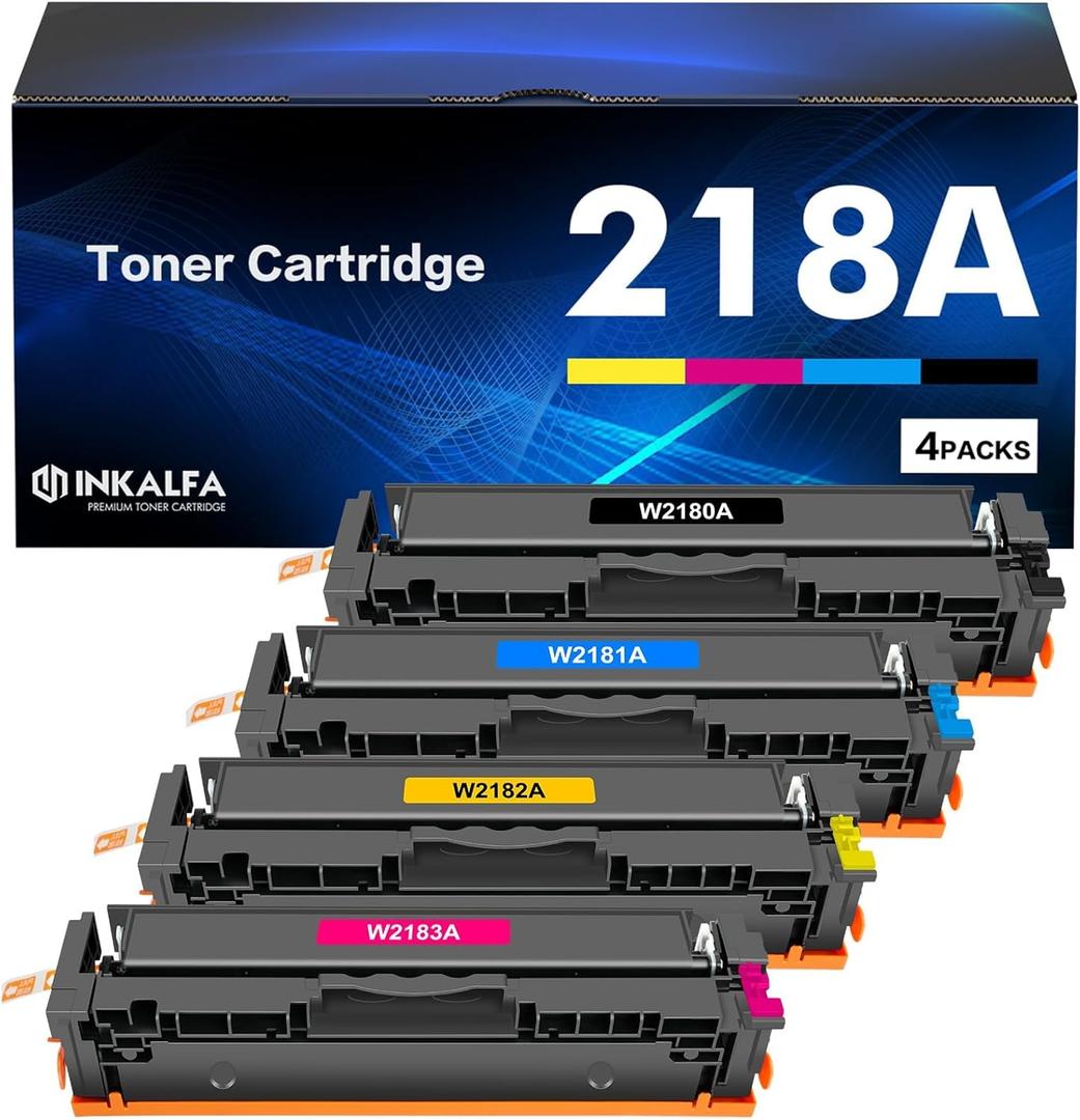 218A Toner Cartridges 4 Pack 218X Compatible for HP 218A 218X Color Laserjet Pro MFP 3301fdw 3301cdw 3301sdw Pro 3201dw Series Printer High Yield W2180A Ink Set (B/C/Y/M)