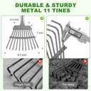 Garden Rake for Leaves, Heavy-Duty Small Metal Rake for Lawn, Yard, Garden Beds, Debris & Shrubs, 6 ft Adjustable Handle for Kids and Adults
