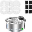 6 Pack 7L Dog Water Fountain Filter & 6 Pack Pump Filter Sponges Replacement for 7L Water Fountain - 6 Filters + 6 Sponges