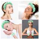 2 x Zkptops Spa Headband for Washing Face Wristband Set Sponge Makeup Skincare Headband Wrist Towels Bubble Soft Hairband for Women Puffy Headwear Winter Non Slip Thick Thin Hair Accessory(Light Green-3)