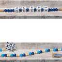 2 Pieces Ocean Letter Block Bead Garland with Tassels Wood Bathroom DecorBlue Nautical Marine Beach Rope Beads Garland Farmhouse Decoration Tiered Tray Table Decor Set